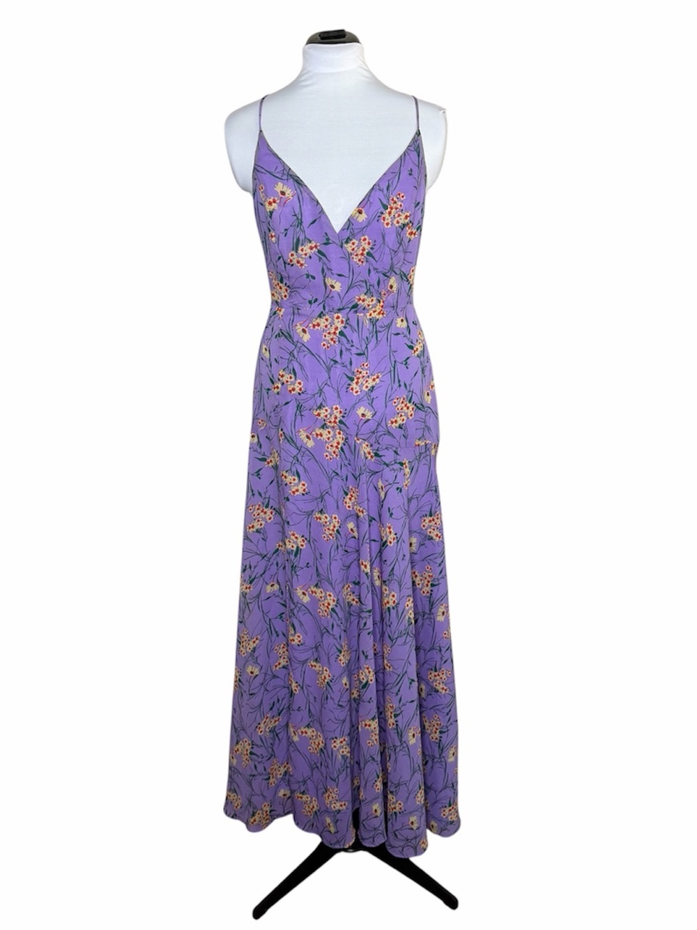 ASTR The Label Pandora Floral Maxi Dress Size Large Purple Yellow Slit Wedding - Picture 5 of 14